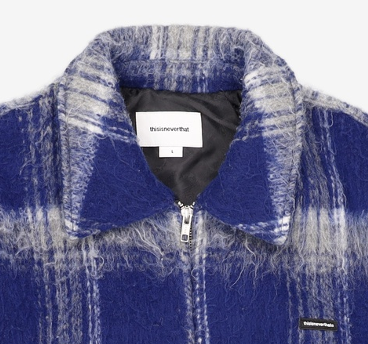 디스이즈네버댓(THISISNEVERTHAT) (FW21) Brushed Check Zip Jacket Blue L
