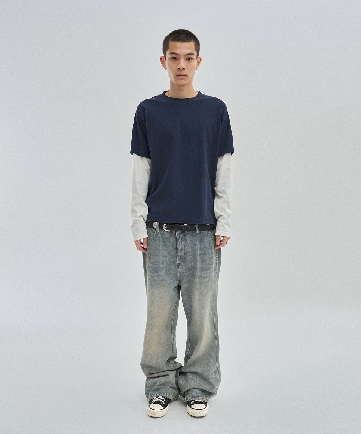 스웨이드(SUADE) CURVED FLARE DENIM [VINTAGE BLUE]
