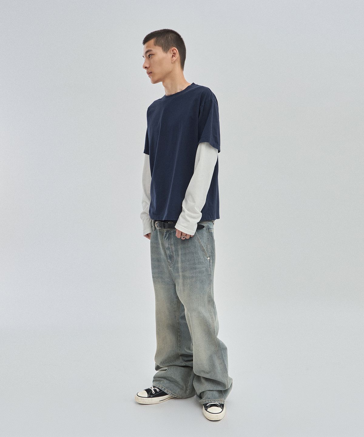 스웨이드(SUADE) CURVED FLARE DENIM [VINTAGE BLUE]