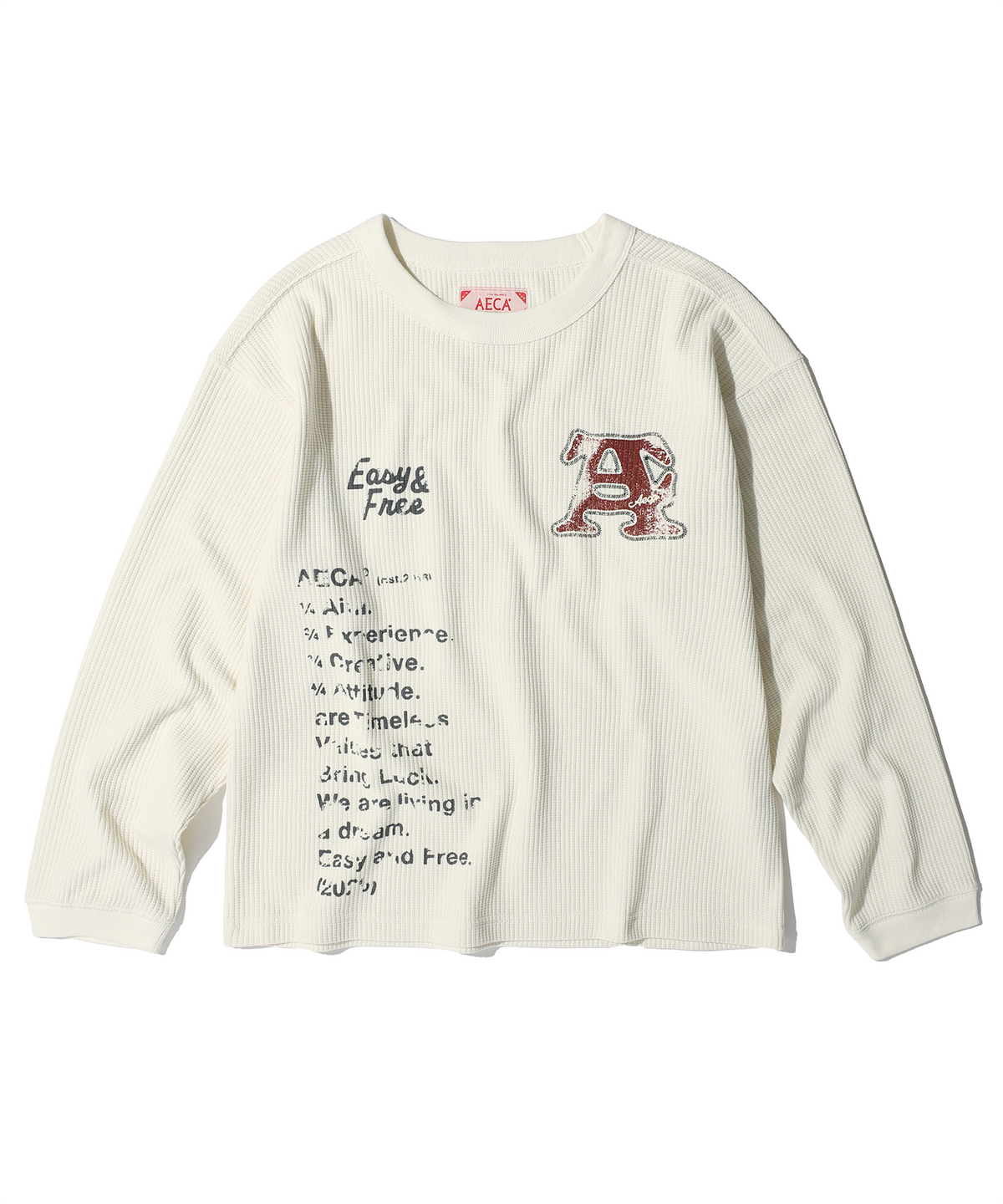 에이카화이트(AECA) AECA WAFFLE GRAPHIC LONG SLEEVE (2color)