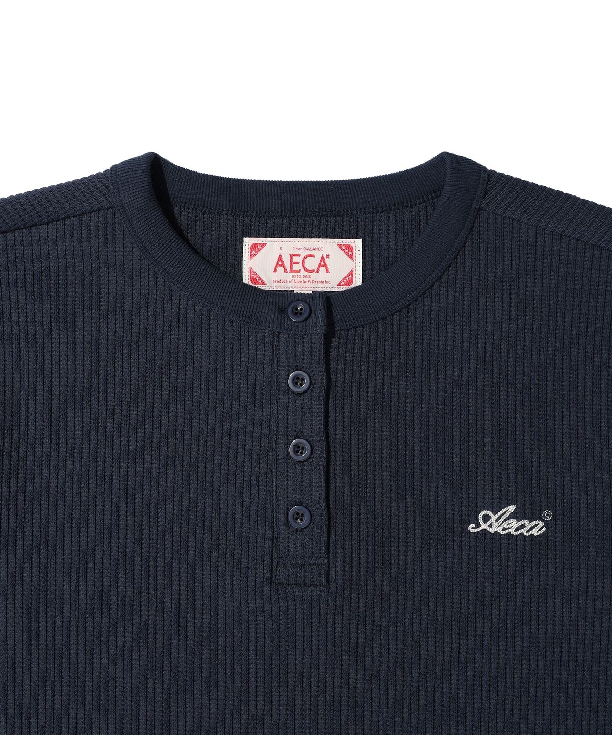 에이카화이트(AECA) AECA WAFFLE HENLEY LONG SLEEVE (2color)