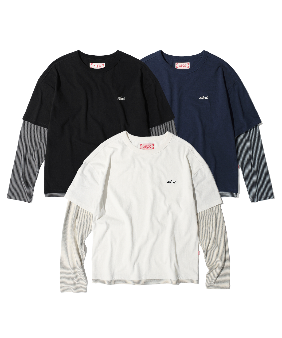 에이카화이트(AECA) AECA STRIPE LAYERED LONG SLEEVE (3color)