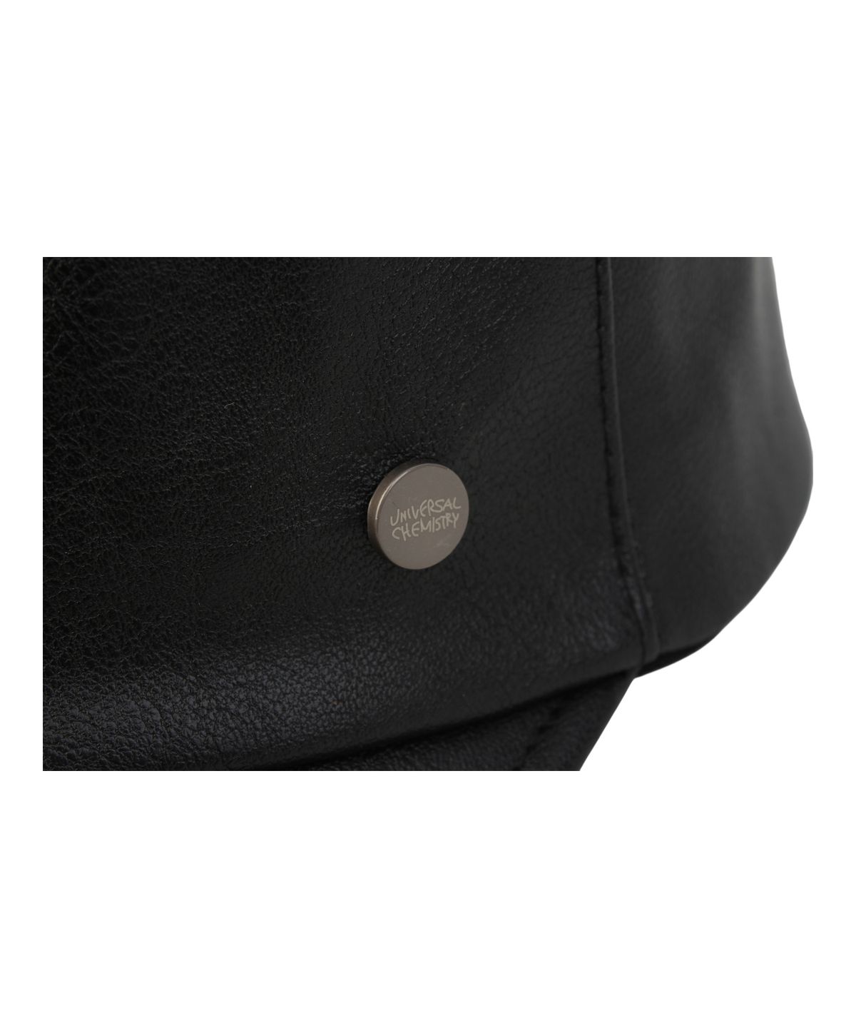 유니버셜 케미스트리(UNIVERSAL CHEMISTRY) Leather Black Logo Riding Cap 가죽승마모자
