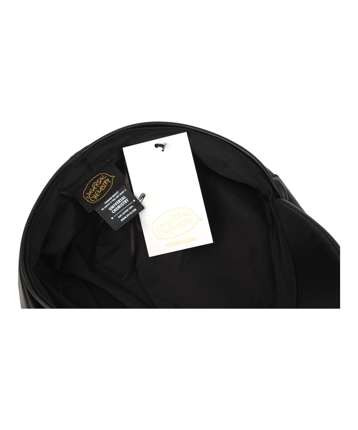 유니버셜 케미스트리(UNIVERSAL CHEMISTRY) Leather Line Logo Black Marine Cap 가죽마린캡