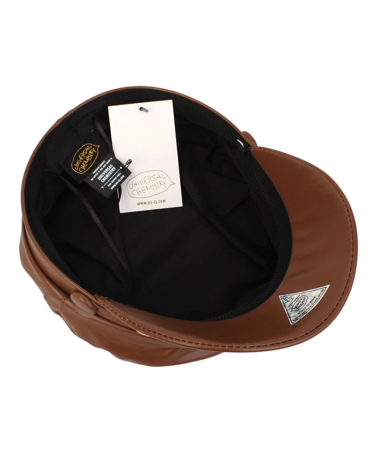 유니버셜 케미스트리(UNIVERSAL CHEMISTRY) Leather Line Logo Brown Marine Cap 가죽마린캡