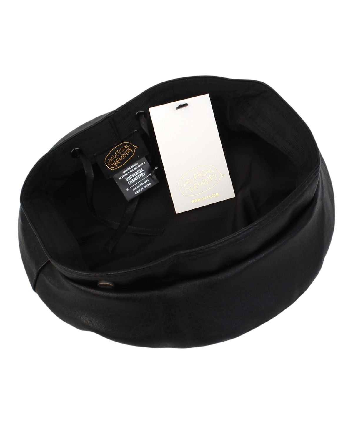 유니버셜 케미스트리(UNIVERSAL CHEMISTRY) Leather Logo Black Beret 베레모