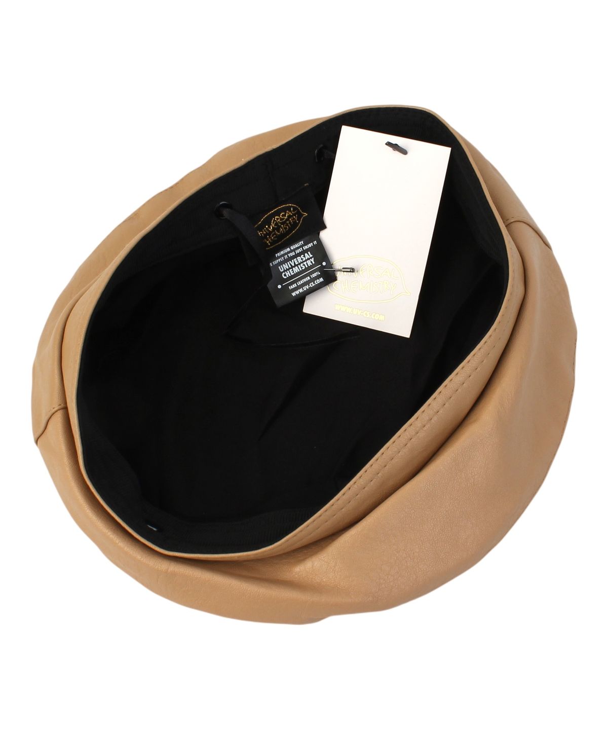 유니버셜 케미스트리(UNIVERSAL CHEMISTRY) Leather Logo Beige Beret 베레모