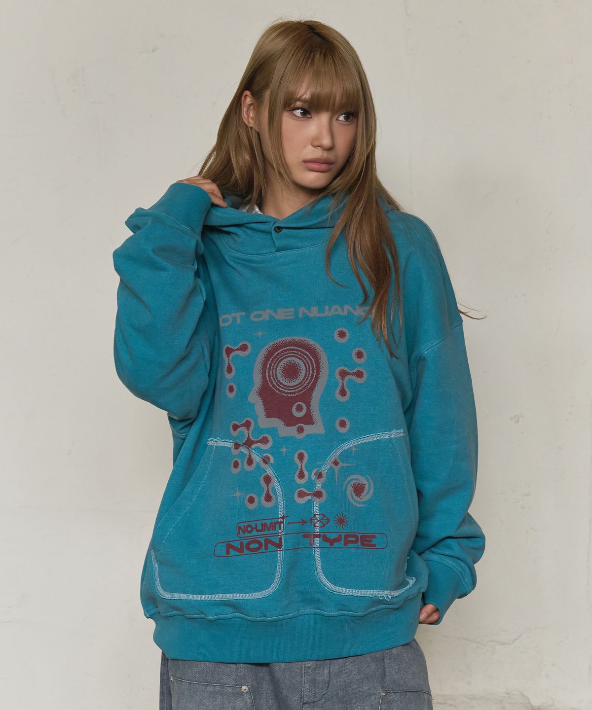 논타입(NONTYPE) MENTAL NOISE GRAPHIC HOODIE (MINT)