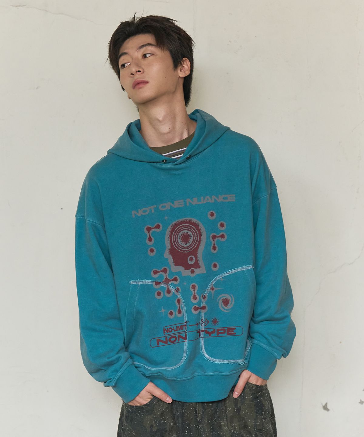 논타입(NONTYPE) MENTAL NOISE GRAPHIC HOODIE (MINT)