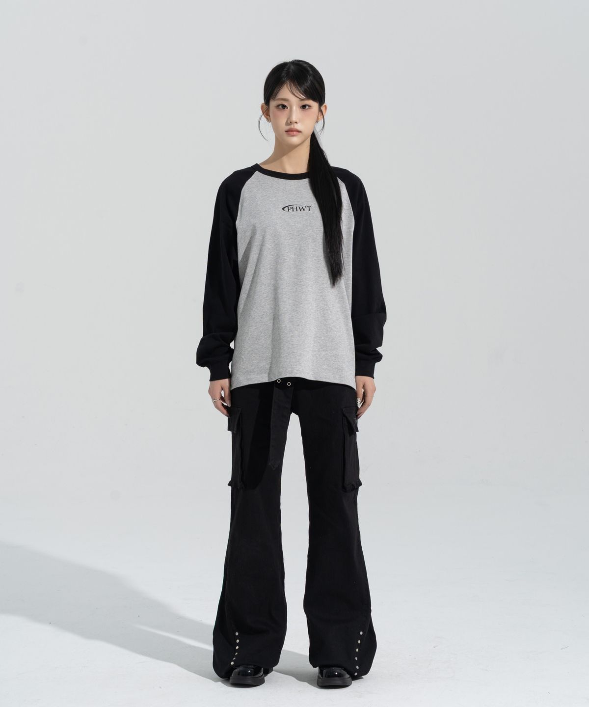 페이즈화이트(PHASEWHITE) SLASH LOGO RAGLAN RIB LONGSLEEVES _MELANGE / 8802026-LT01