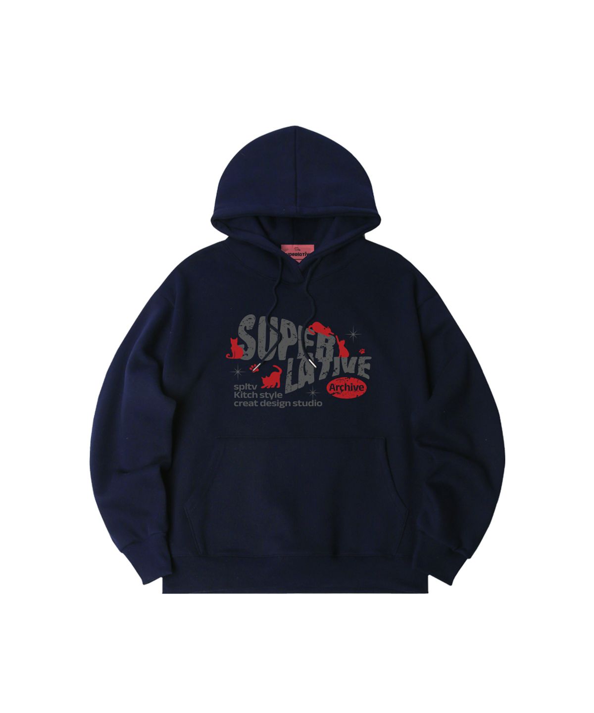 슈퍼레이티브(SUPERLATIVE) S/P CATS POSING 오버핏 기모 후드 (GOH4-6SP188)