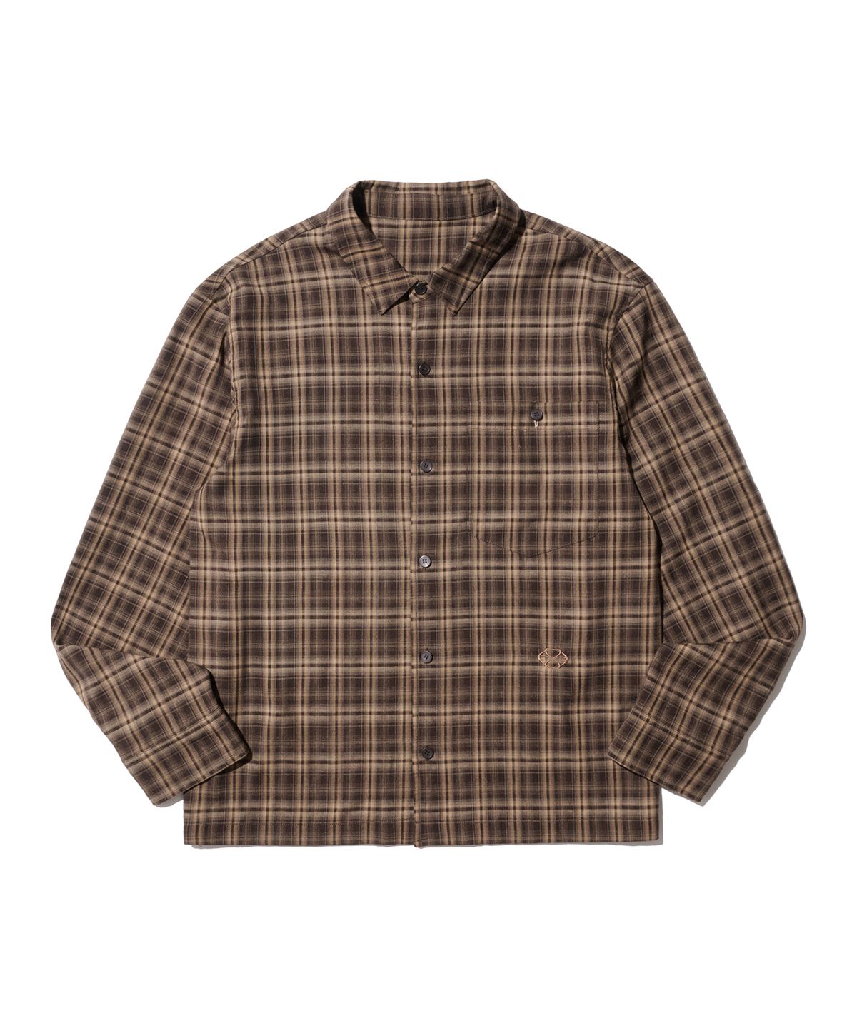 논타입(NONTYPE) AFTERIMAGE CHECK SHIRT (BROWN)