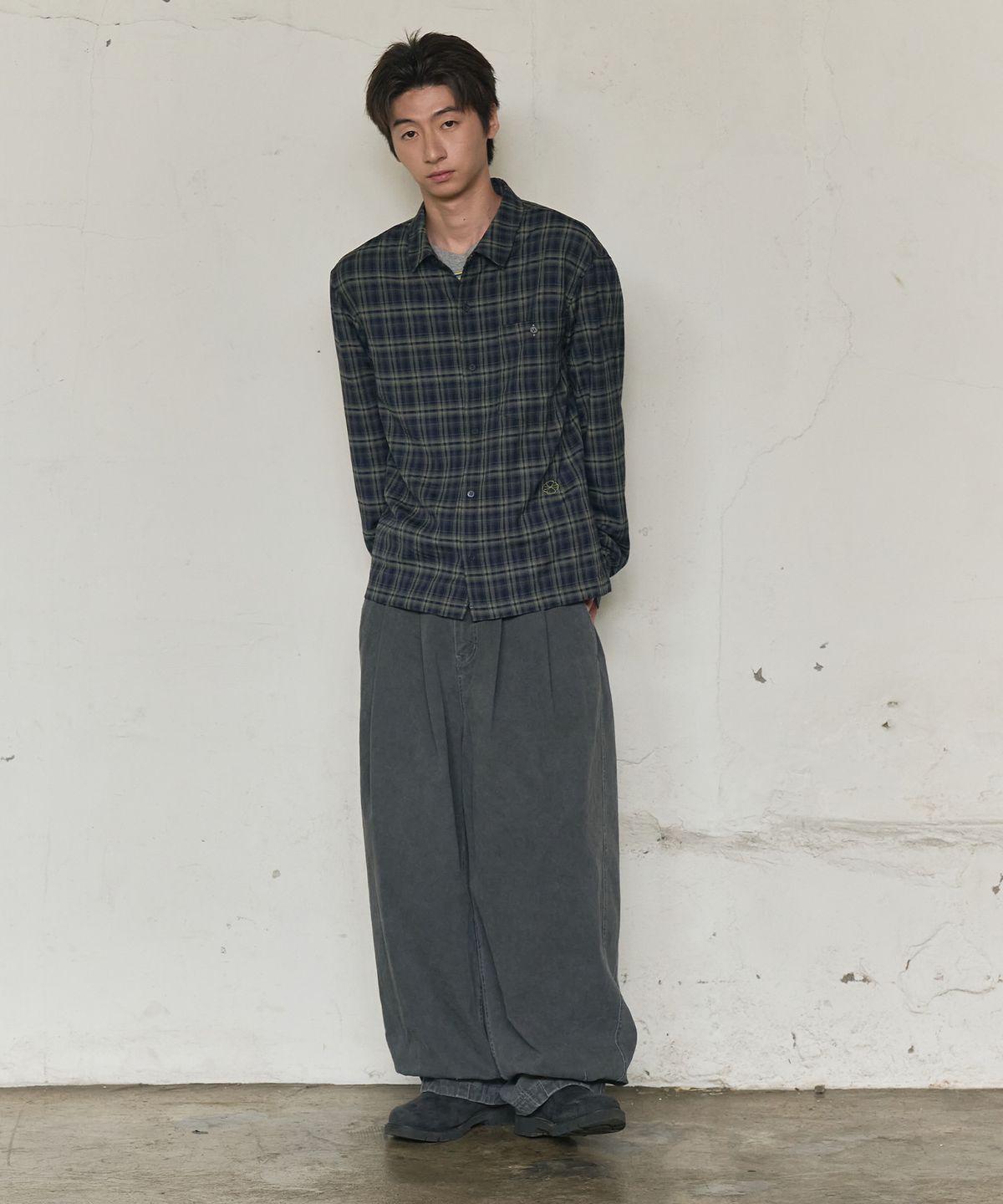 논타입(NONTYPE) AFTERIMAGE CHECK SHIRT (DARK GREEN)