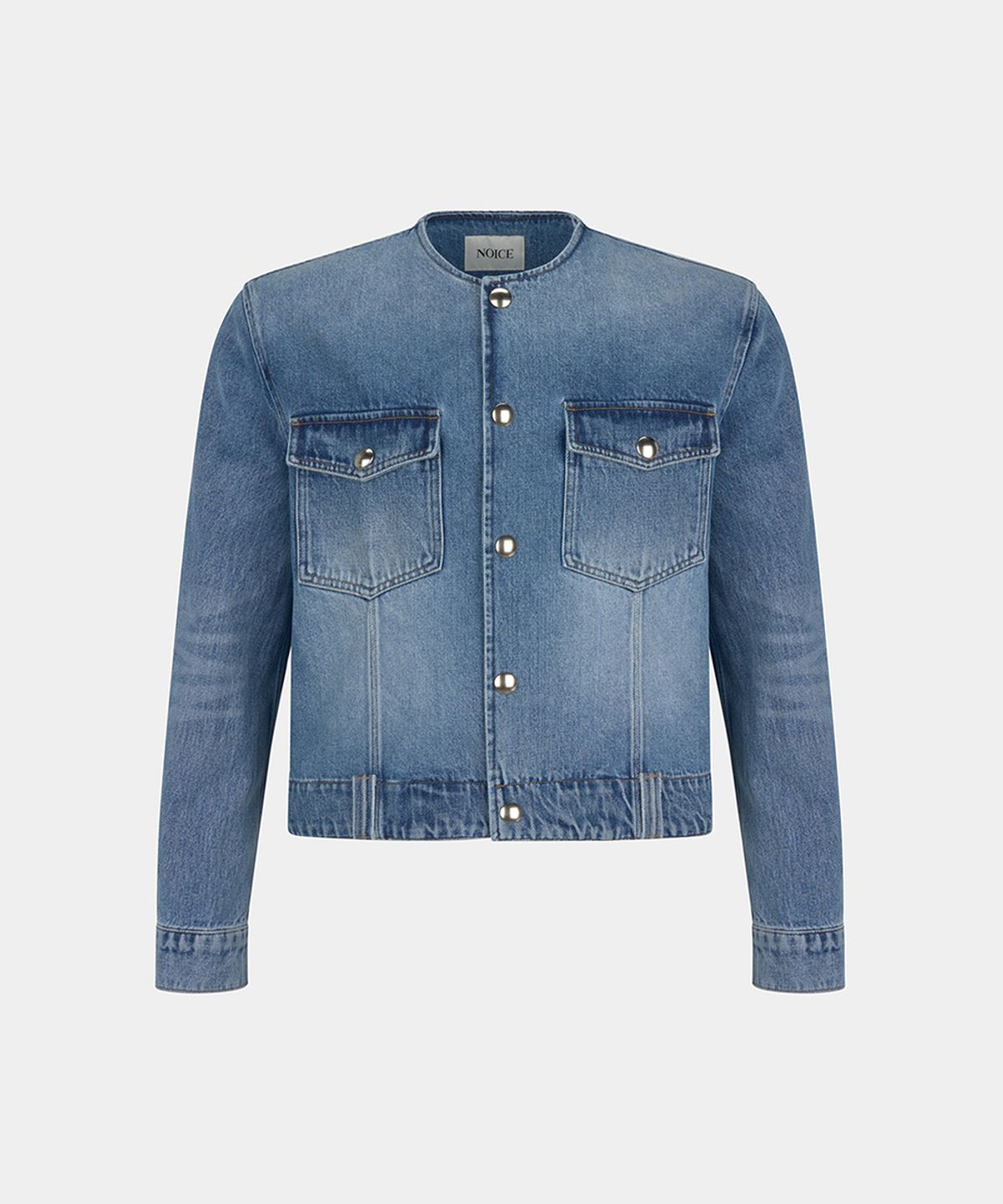 노이스(NOICE) PURE COLLAR WASHED DENIM JACKET - BLUE