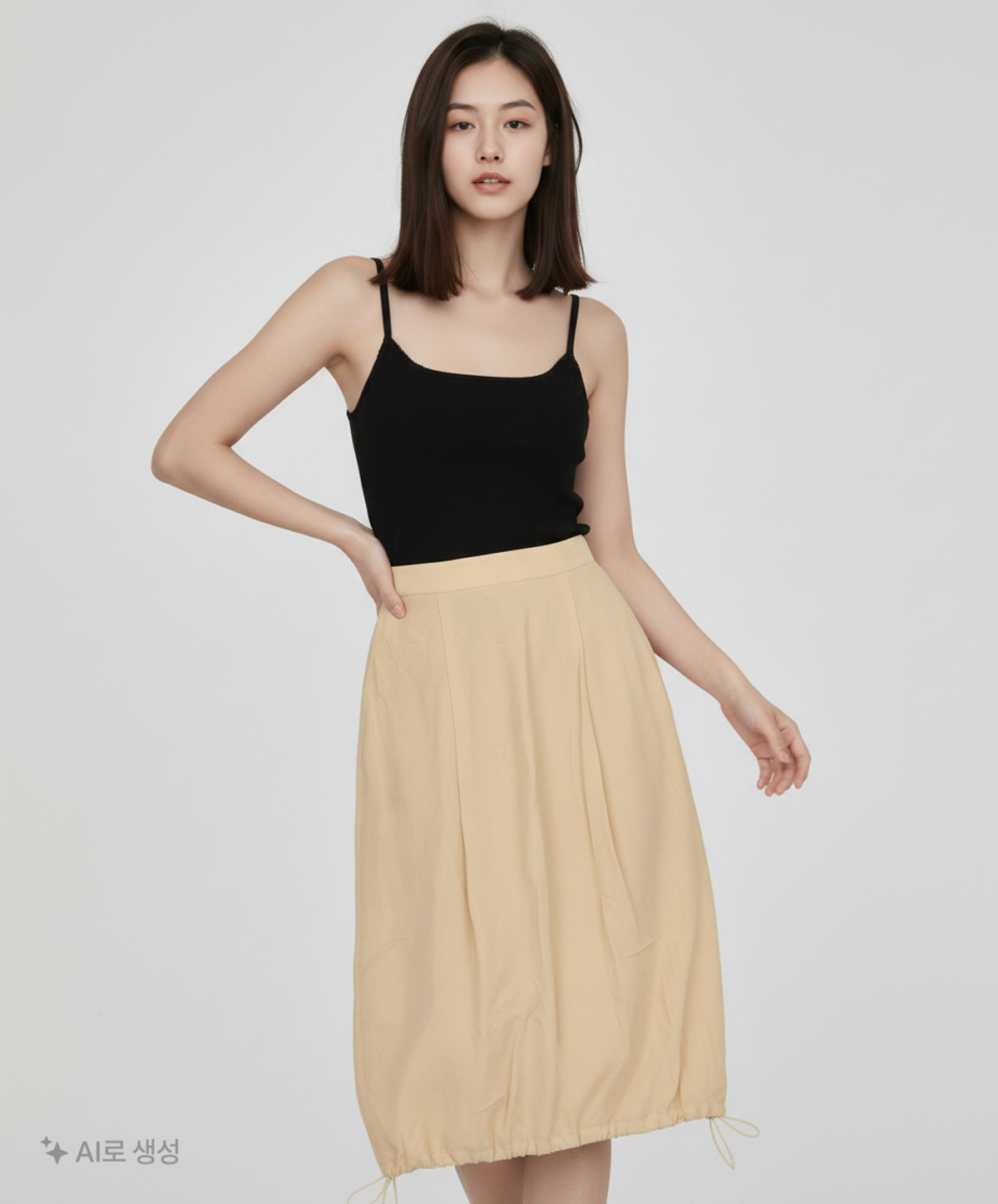 코텔로(KOTELO) Linen Blended String Point Skirt  Beige FREE