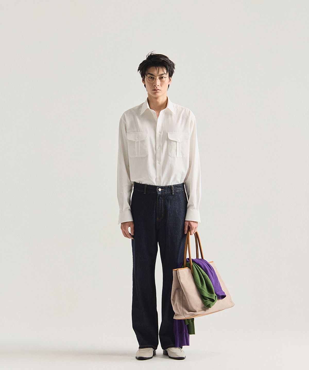 테일러채드(TAILORCHAD) 릴랙스드 세미 와이드 컷 진 (인디고 블루)