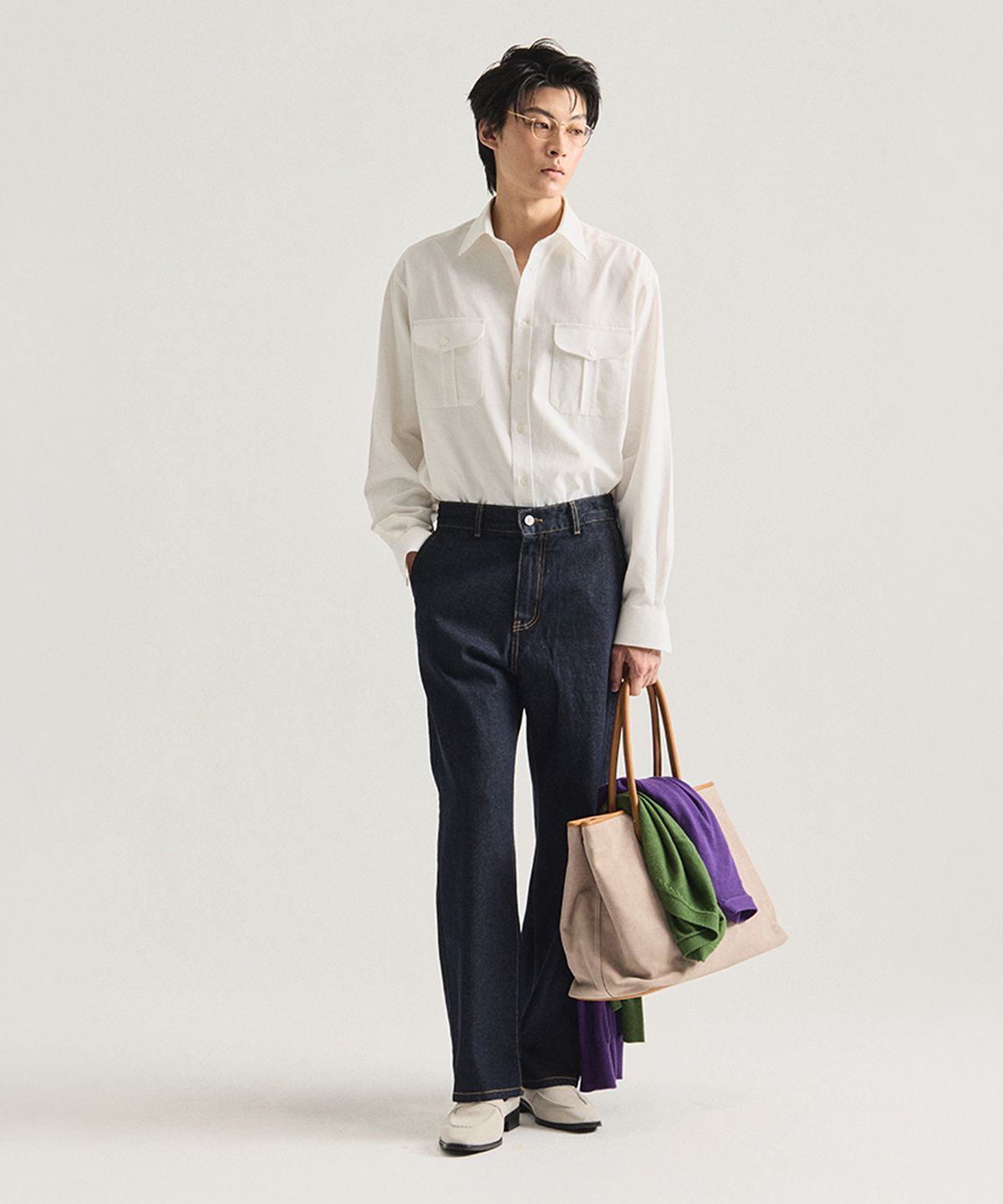 테일러채드(TAILORCHAD) 릴랙스드 세미 와이드 컷 진 (인디고 블루)