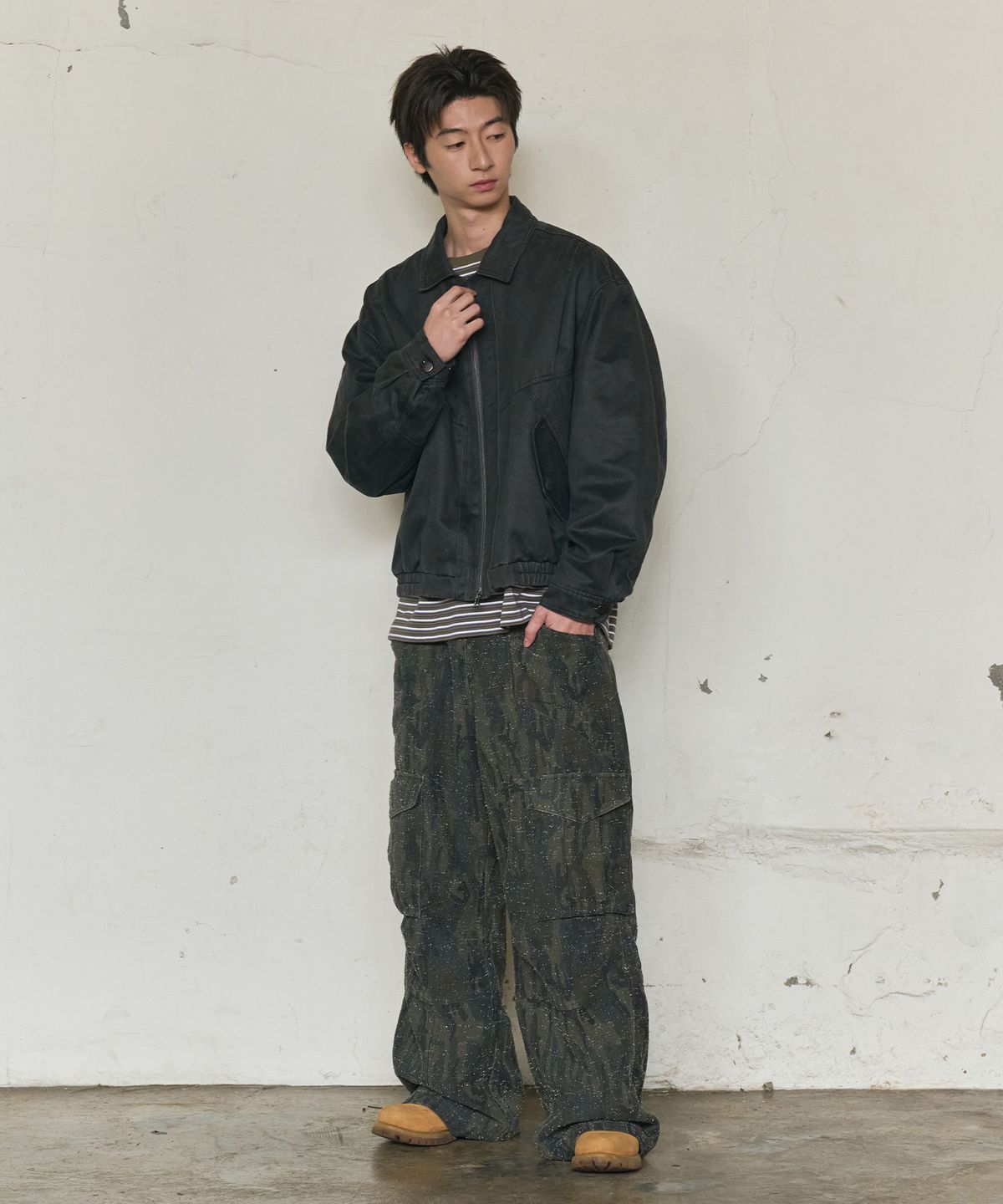 논타입(NONTYPE) FADED WORK BLOUSON JACKET (CHARCOAL)