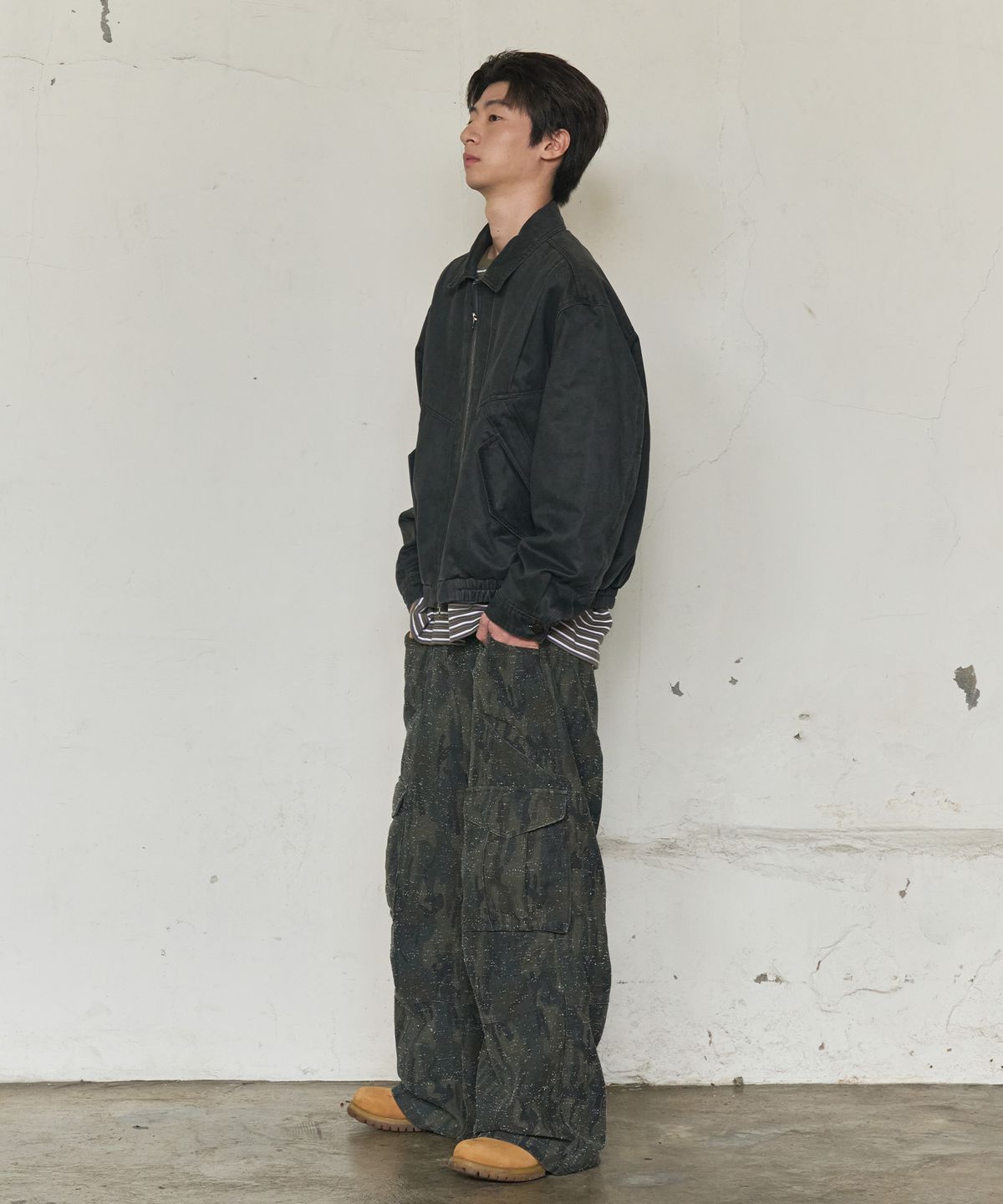 논타입(NONTYPE) FADED WORK BLOUSON JACKET (CHARCOAL)