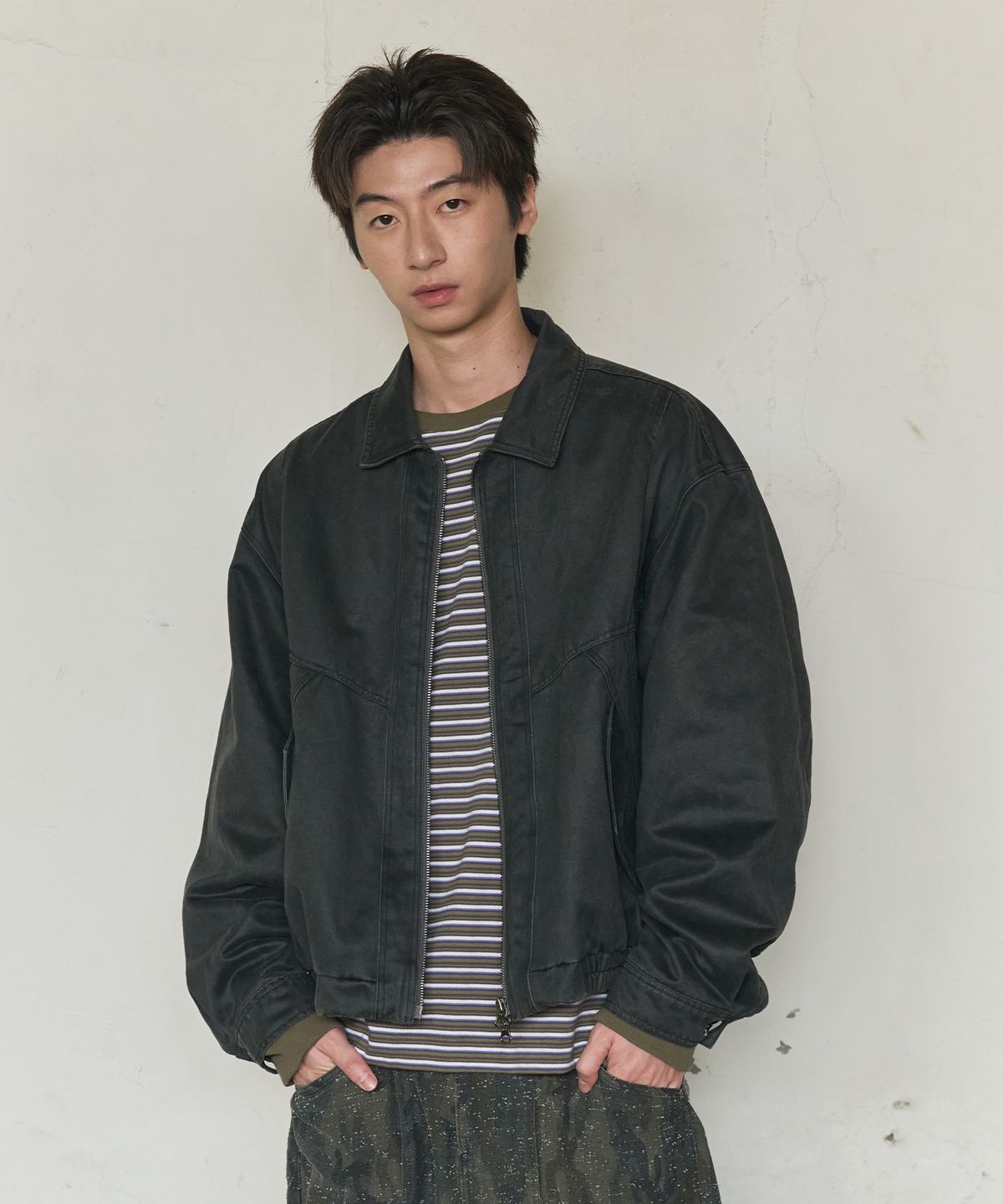 논타입(NONTYPE) FADED WORK BLOUSON JACKET (CHARCOAL)