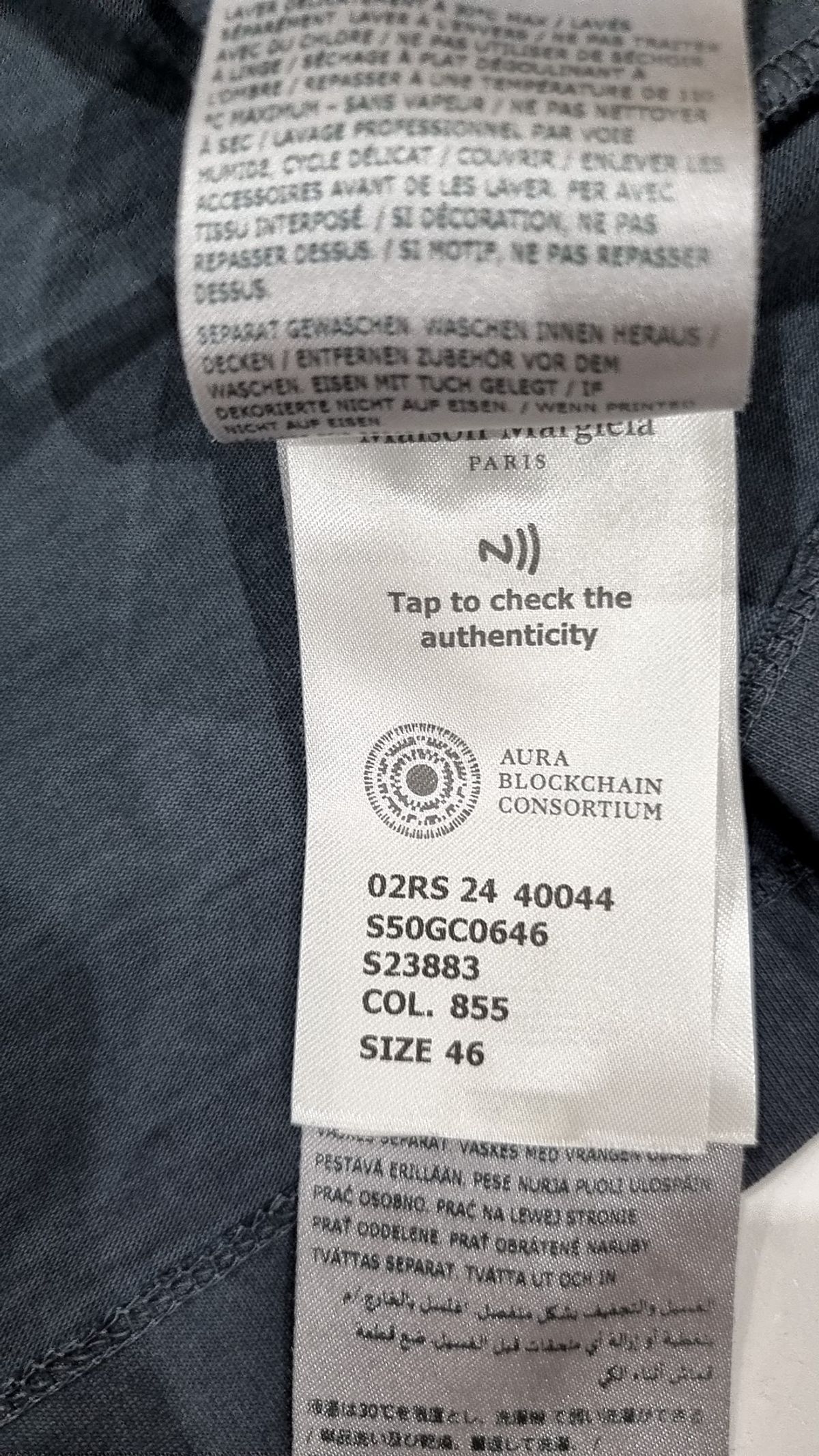 메종 마르지엘라(MAISON MARGIELA) 오버사이즈 GMT 다이 반소매 티셔츠 - 앤트러사이트 / S50GC0646S23883855 46