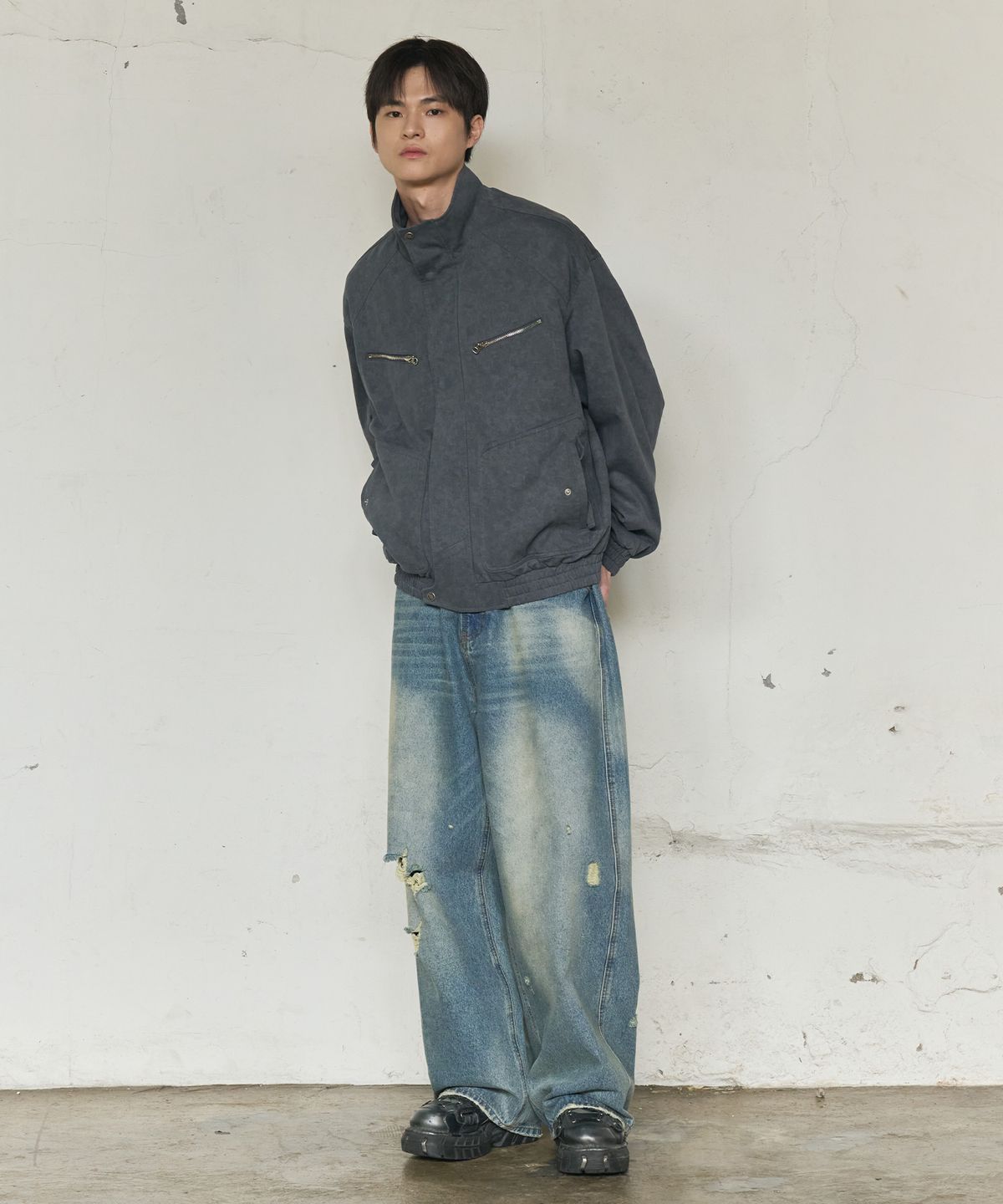 논타입(NONTYPE) HIGH NECK FIELD JUMPER (NAVY)