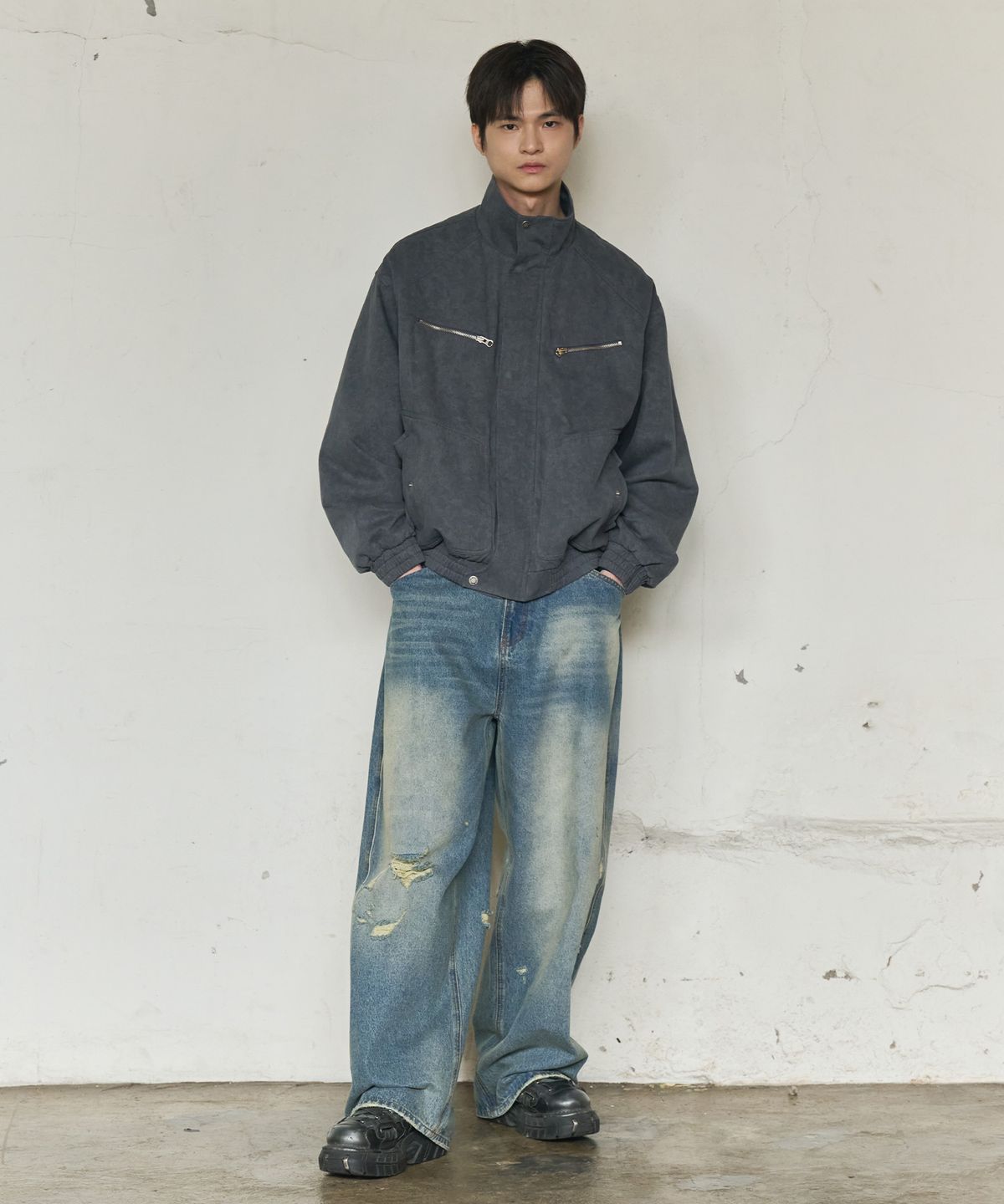 논타입(NONTYPE) HIGH NECK FIELD JUMPER (NAVY)