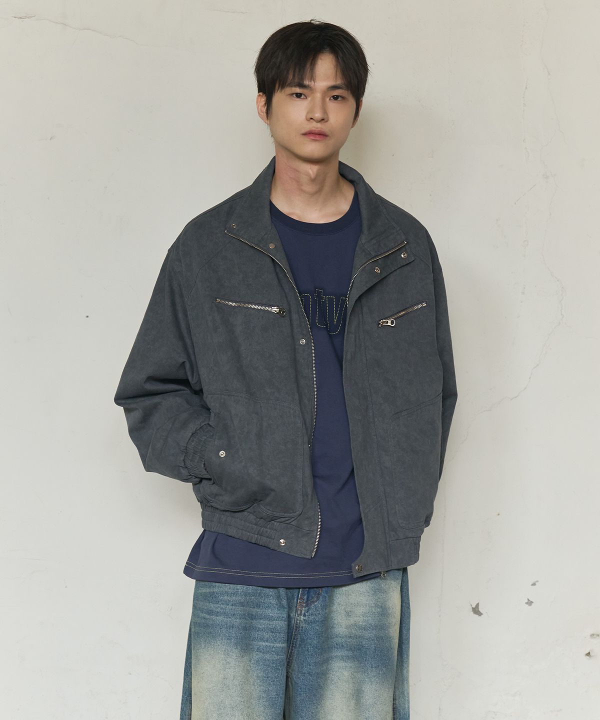 논타입(NONTYPE) HIGH NECK FIELD JUMPER (NAVY)