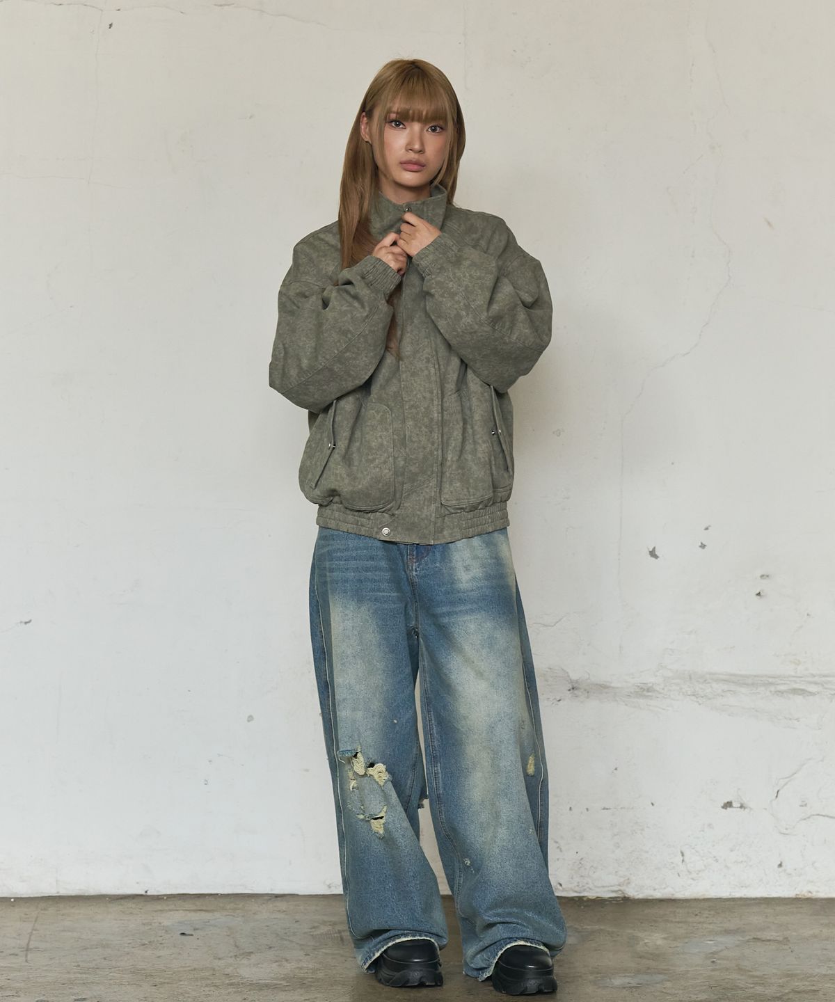 논타입(NONTYPE) HIGH NECK FIELD JUMPER (KHAKI)