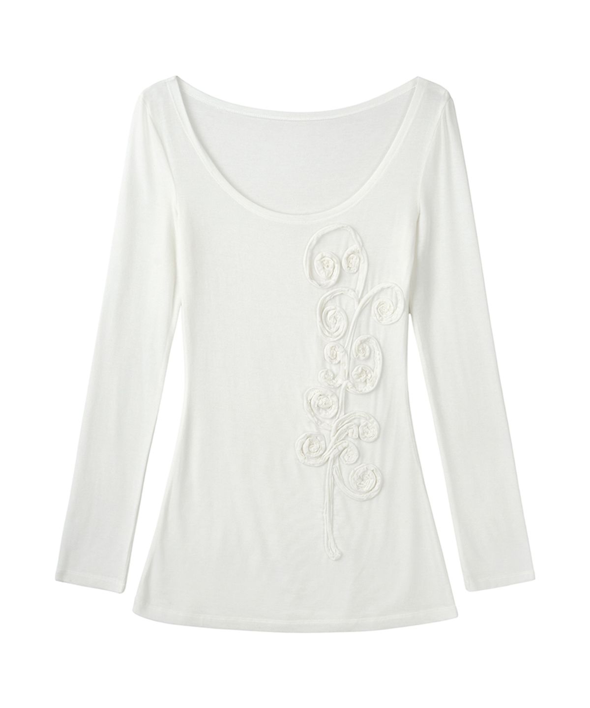필세(PHILCE) Rosette Sheer Long Sleeve, Ivory