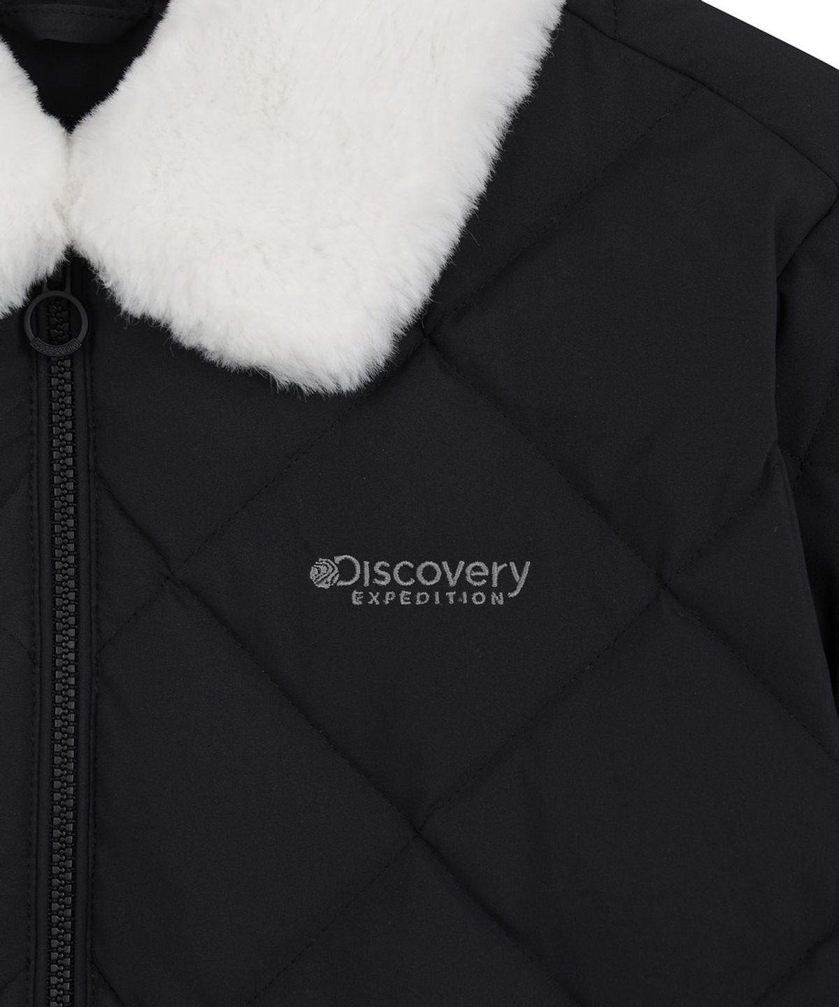 디스커버리 키즈(DISCOVERY KIDS) 여아 헤이븐 퍼카라 다운 경량미드패딩 (BLACK)