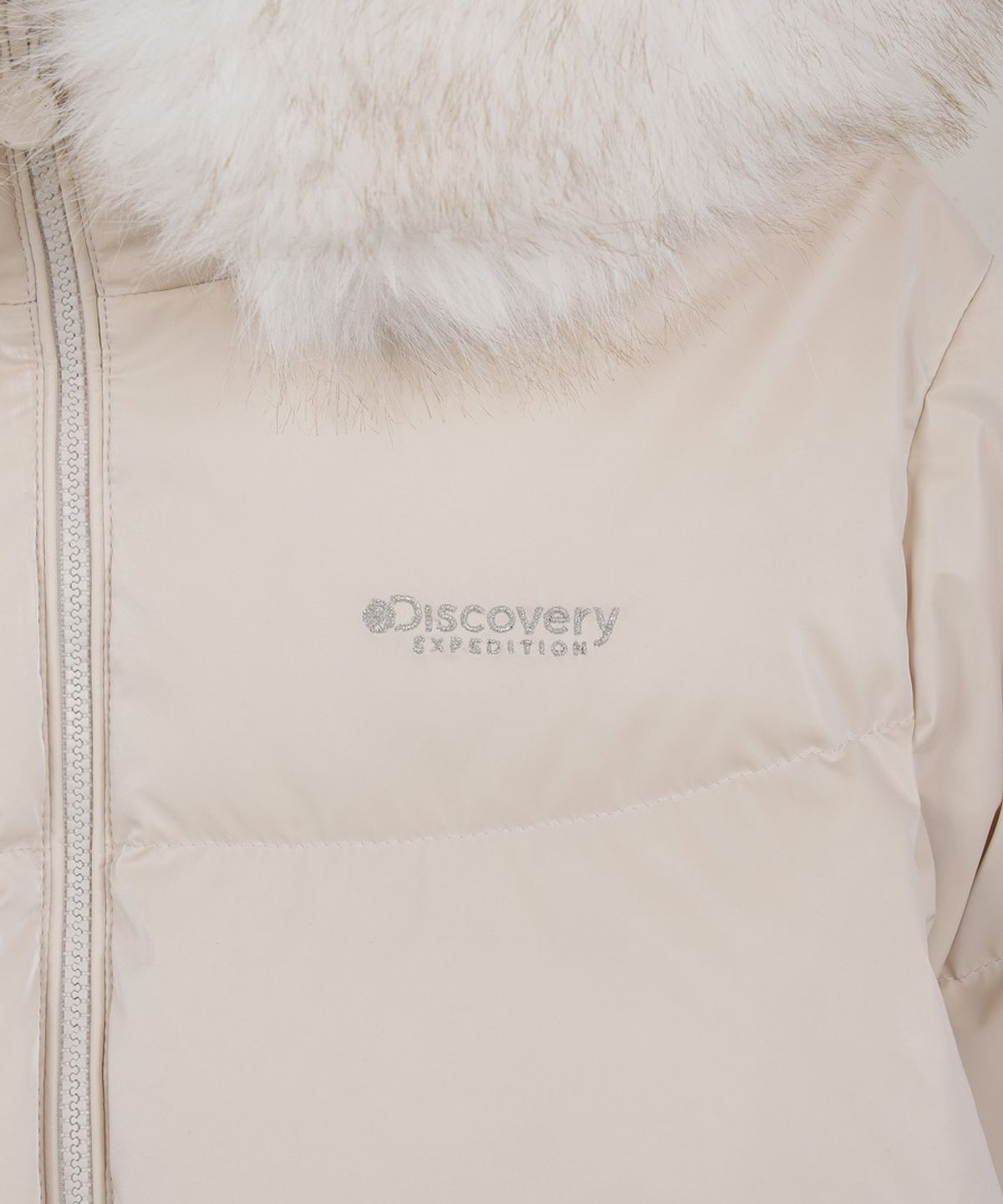 디스커버리 키즈(DISCOVERY KIDS) 여아 샤일로 퍼 글로시 다운 숏패딩 (D/IVORY)