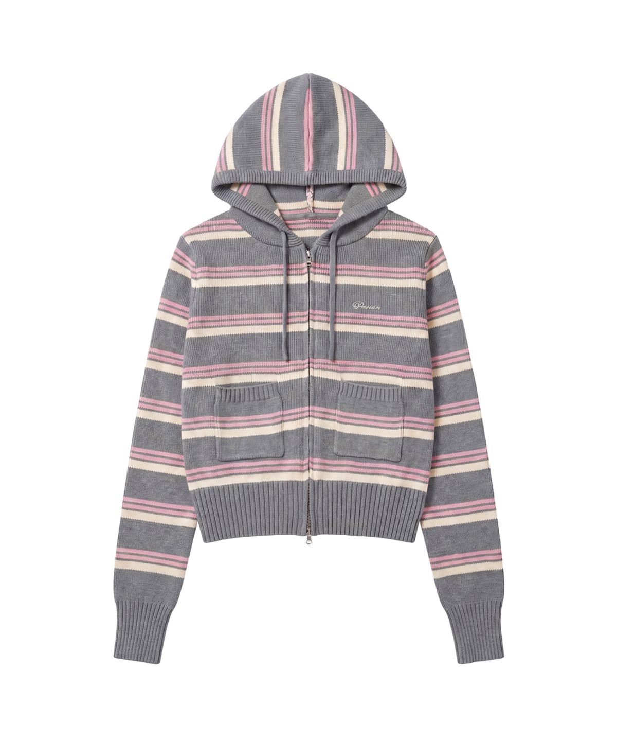 파시온(PASION) 멜로우 스트라이프 후드집업_그레이 Mellow Stripe Hoodie Zip-Up_Gray