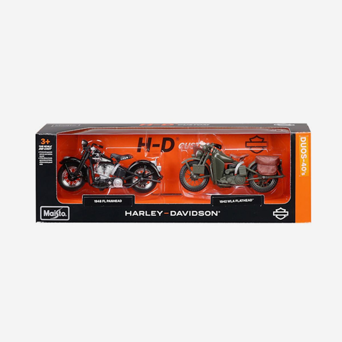 할리데이비슨(HARLEY-DAVIDSON) 1942 WLA 플랫헤드 + 1948 FL 팬헤드 미니어처 세트