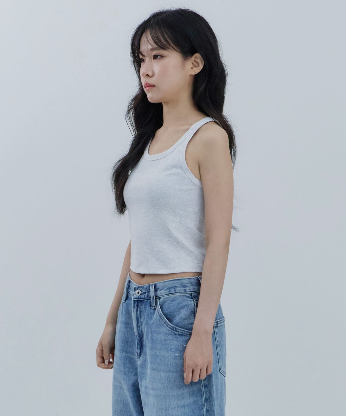 고리(GORI) GOrI Mini Logo Sleeveless (white-melange)