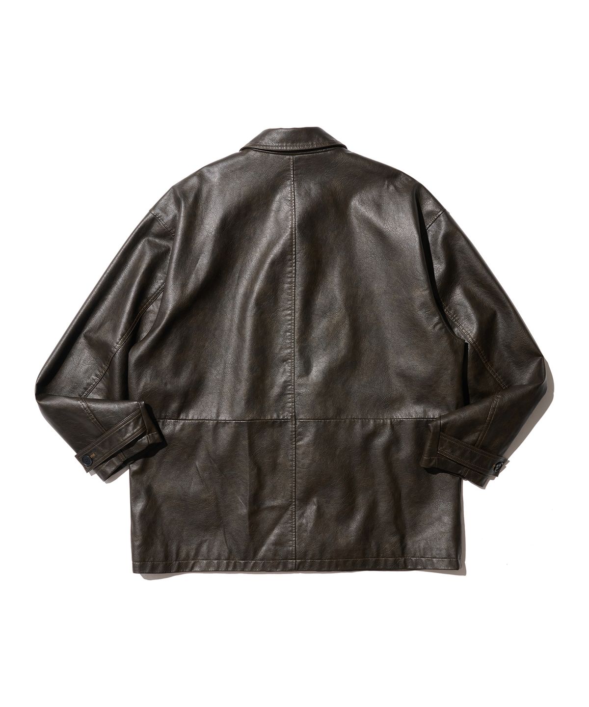 논타입(NONTYPE) LEATHER WORK CAR COAT (DARK BROWN)