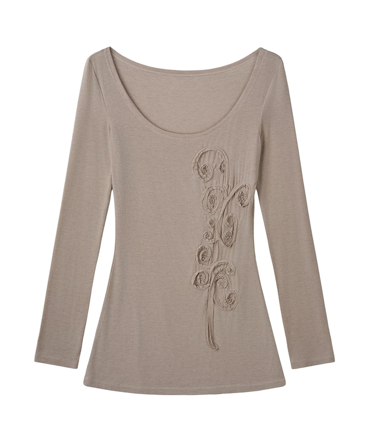 필세(PHILCE) Rosette Sheer Long Sleeve, Beige
