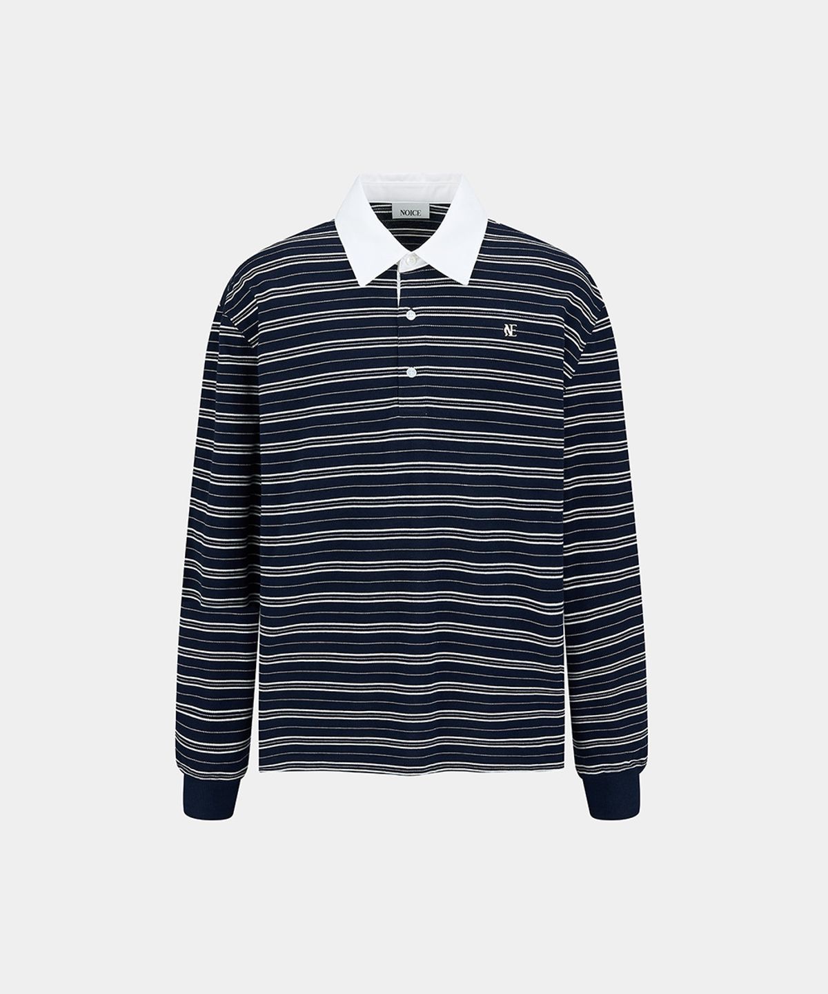 노이스(NOICE) PIQUE STRIPED LOGO POLO SHIRT - DARK NAVY