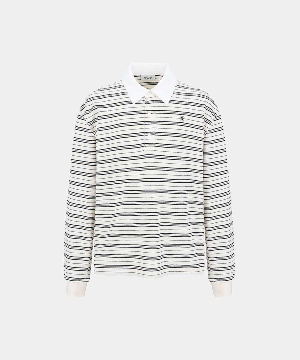 노이스(NOICE) PIQUE STRIPED LOGO POLO SHIRT - IVORY