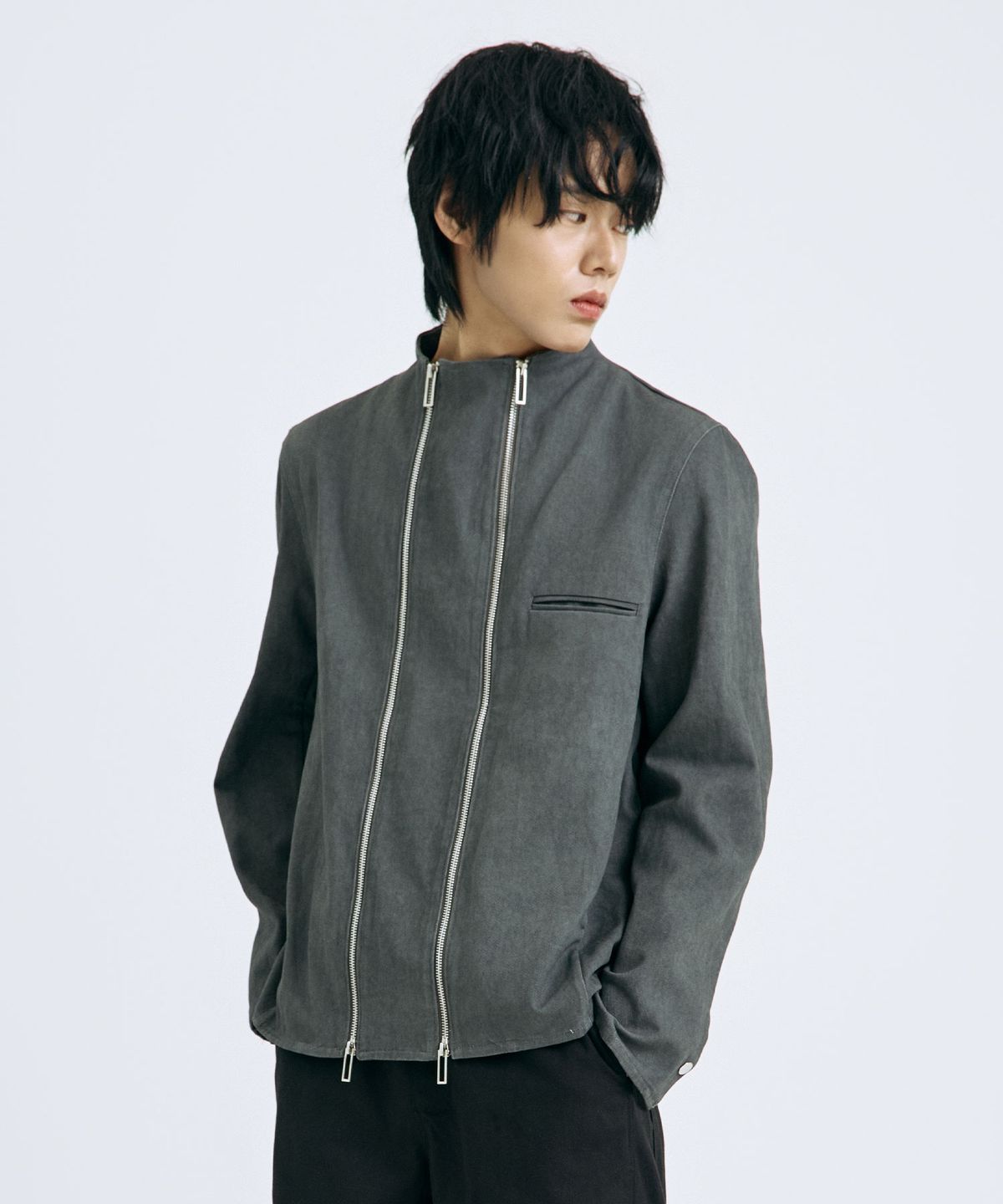 텐 패스트 세븐(TEN PAST SEVEN) 더블 지퍼 스탠드 넥 자켓 (2 Colors)
