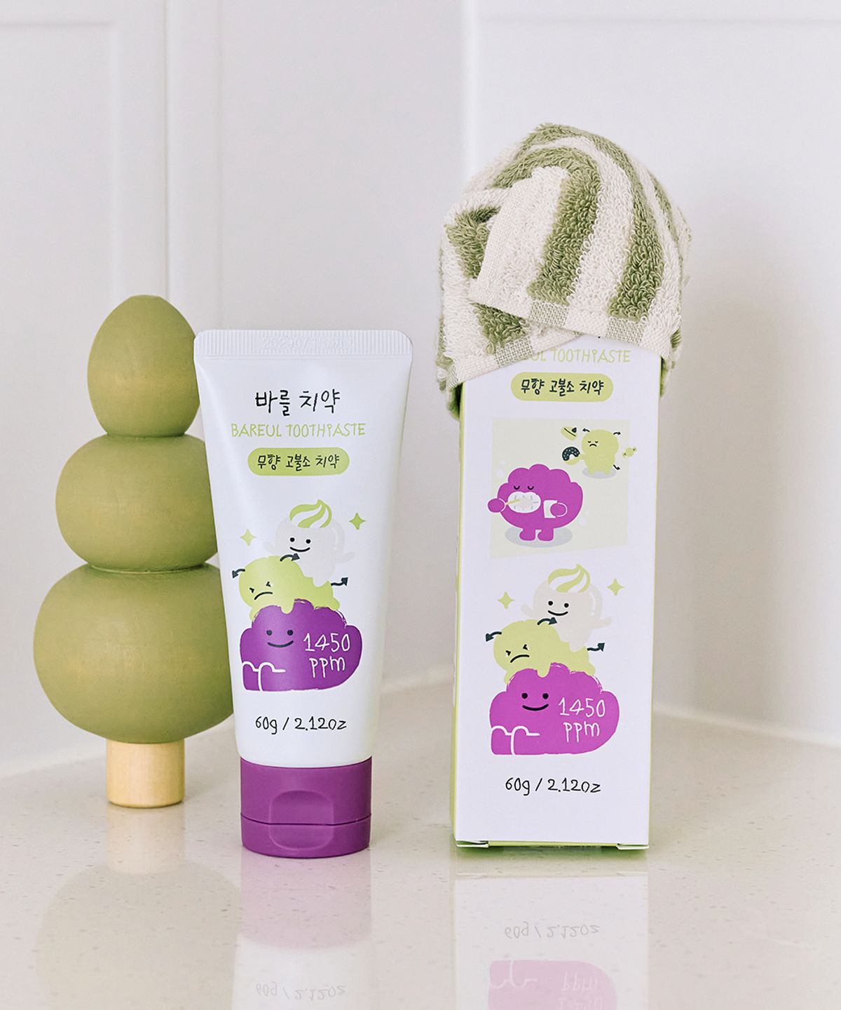 바를(BAREUL) 바를 아기 치약 60g 무향 유아 어린이 1450 고불소