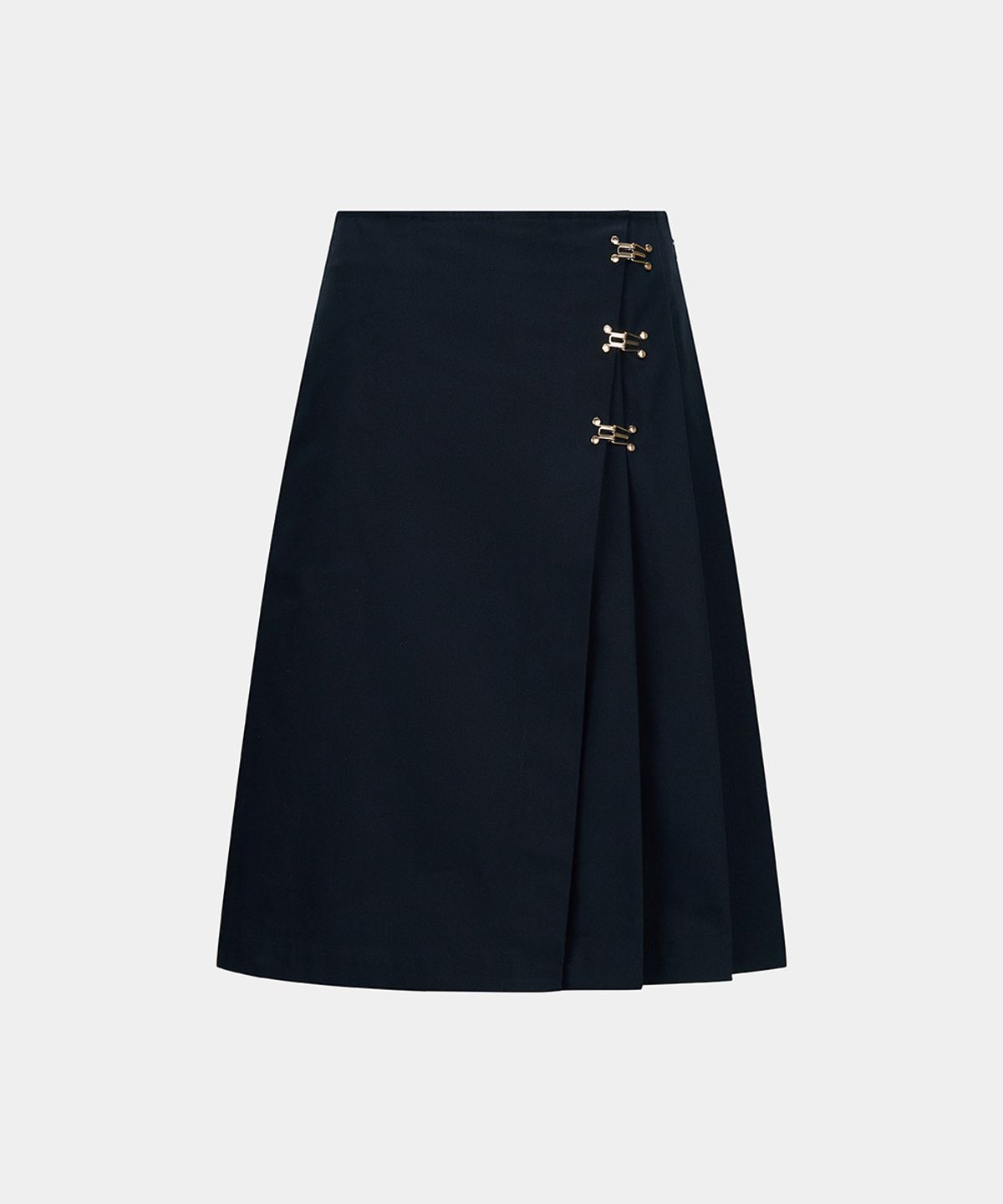 노이스(NOICE) METAL HOOK PLEATS SKIRT - DARK NAVY