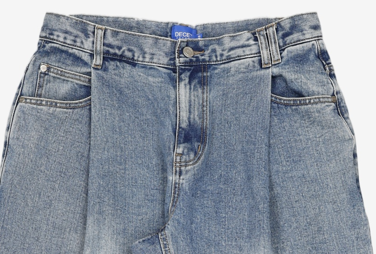 데케트(DECET) Deep Pleats Wide Jeans DCPT030Black 32