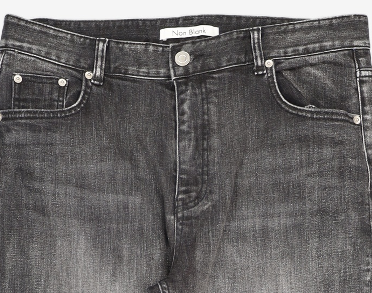 넌블랭크(NONBLANK) 크롭 슬림 핏 데님 팬츠_BLACK XL