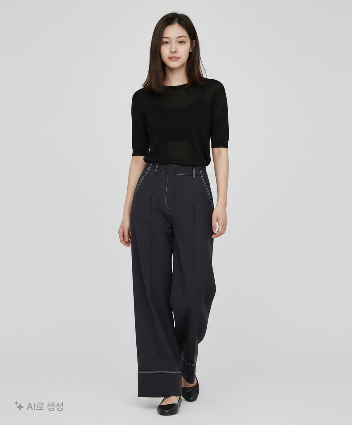 미쏘(MIXXO) 10부 스티치 와이드 슬랙스 MIWTWC321B 26