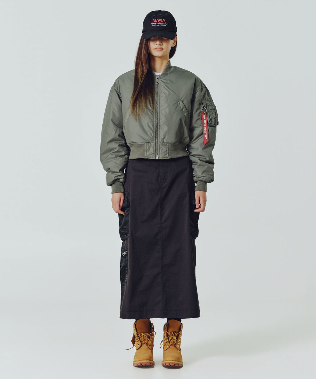 알파 인더스트리(ALPHA INDUSTRIES) MA-1 크롭 플라이트 자켓 W (옥스포드) 필드 그레이