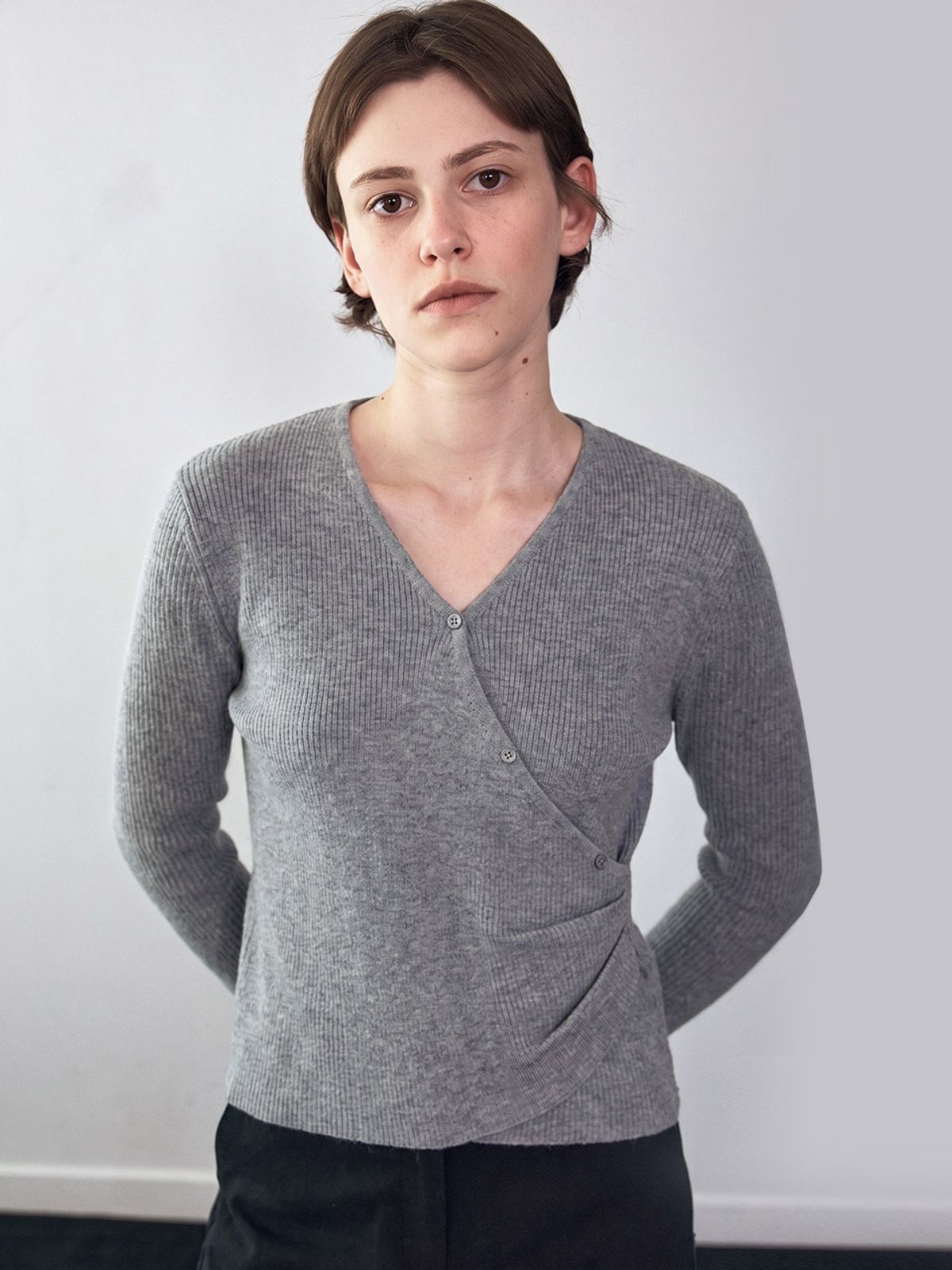 헌치(HUNCH) Wrap Side Tuck Knit Top (3color)
