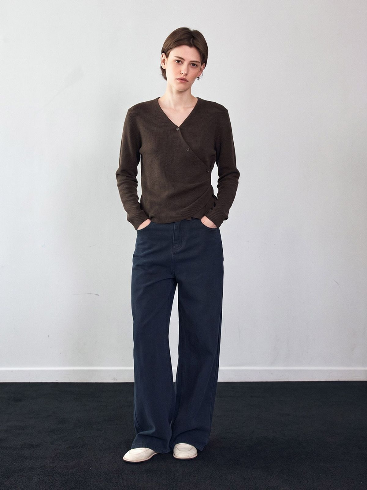 헌치(HUNCH) Wrap Side Tuck Knit Top (3color)