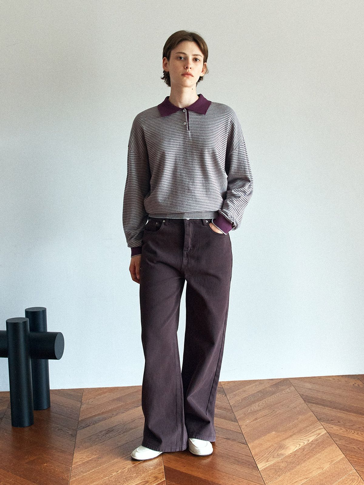 헌치(HUNCH) Stripe Collar Polo Knit (2color)