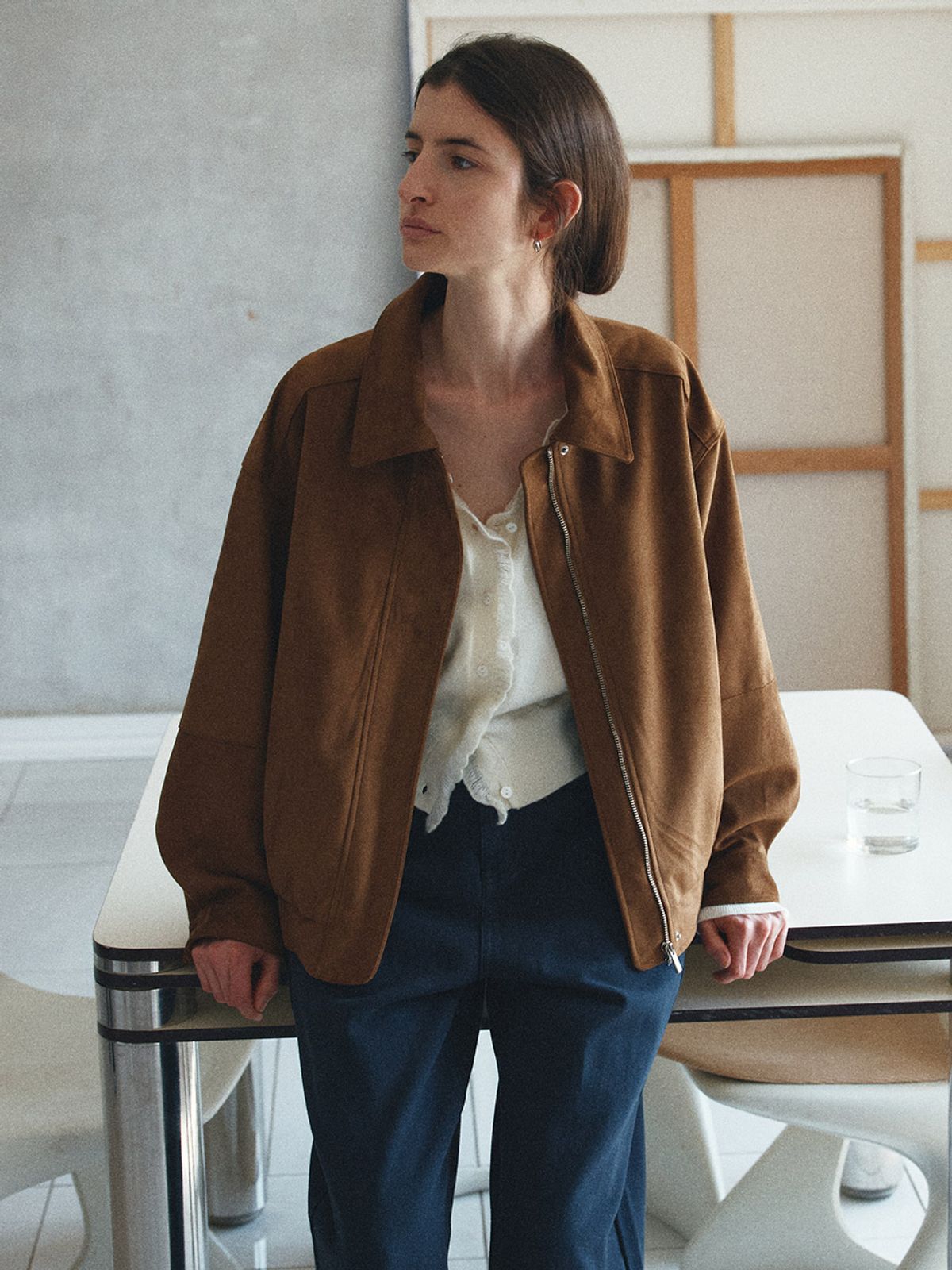 헌치(HUNCH) Suede Hem-Banded Blouson (2color)
